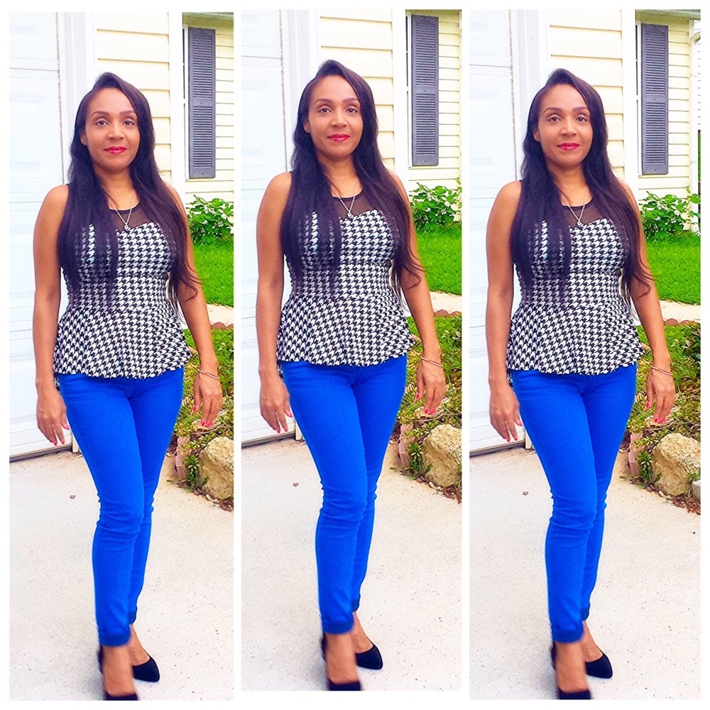 Houndstooth Print Low-High Top